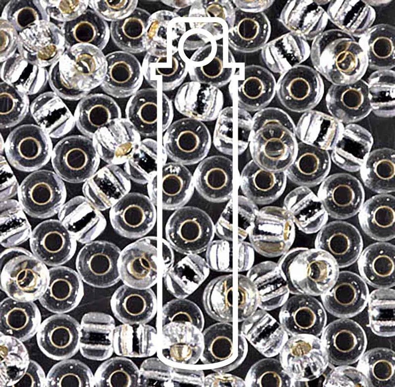 Miyuki Round Seed Bead Size 6/0 20g-Tube Silver Lined Crystal